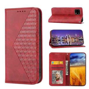 For Sharp Aquos sense 4 4G/sense5G Cubic Grid Calf Texture Magnetic Closure Leather Phone Case(Red)
