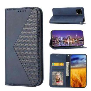For Sharp Aquos sense 4 4G/sense5G Cubic Grid Calf Texture Magnetic Closure Leather Phone Case(Blue)