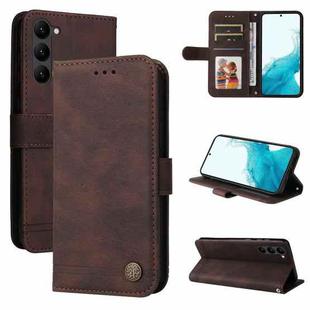 For Samsung Galaxy S23+ 5G Skin Feel Life Tree Metal Button Leather Phone Case(Brown)