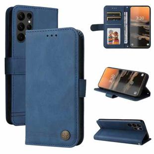 For Samsung Galaxy S23 Ultra 5G Skin Feel Life Tree Metal Button Leather Phone Case(Blue)
