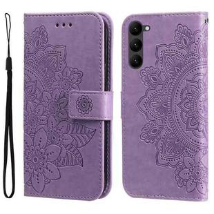 For Samsung Galaxy S23 5G 7-petal Flowers Embossing Leather Phone Case(Purple)