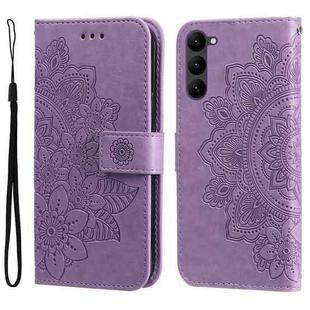 For Samsung Galaxy S23+ 5G 7-petal Flowers Embossing Leather Phone Case(Purple)