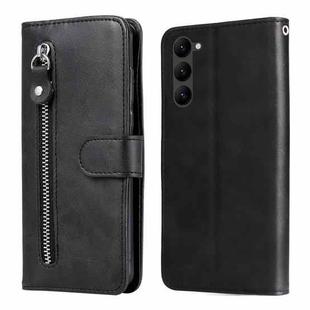 For Samsung Galaxy S23 5G Calf Texture Zipper Leather Phone Case(Black)