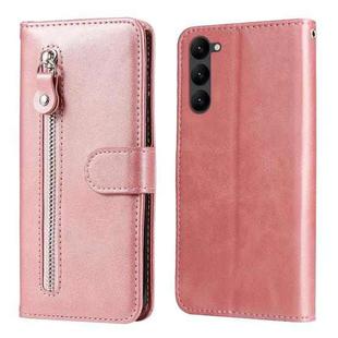 For Samsung Galaxy S23+ 5G Calf Texture Zipper Leather Phone Case(Rose Gold)