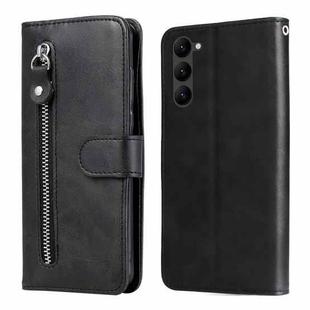 For Samsung Galaxy S23+ 5G Calf Texture Zipper Leather Phone Case(Black)