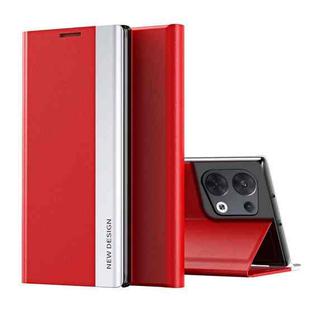 For OPPO Reno8 Side Electroplated Magnetic Leather Phone Case(Red)