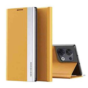 For OPPO Reno8 Side Electroplated Magnetic Leather Phone Case(Yellow)