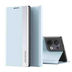 For OPPO Reno8 Side Electroplated Magnetic Leather Phone Case(Light Blue)