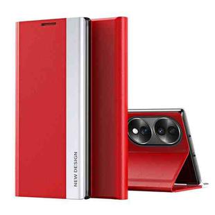 For Honor 70 Side Electroplated Magnetic Leather Phone Case(Red)