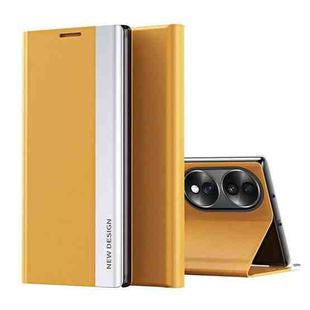 For Honor 70 Side Electroplated Magnetic Leather Phone Case(Yellow)