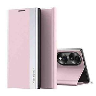 For Honor 70 Side Electroplated Magnetic Leather Phone Case(Pink)