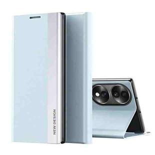 For Honor 70 Side Electroplated Magnetic Leather Phone Case(Light Blue)