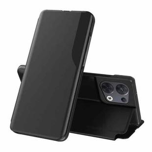 For OPPO Reno8 Side Display Flip Leather Phone Case(Black)