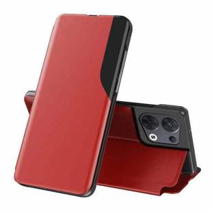 For OPPO Reno8 Side Display Flip Leather Phone Case(Red)