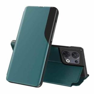 For OPPO Reno8 Side Display Flip Leather Phone Case(Green)