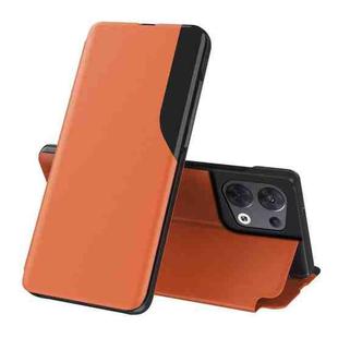 For OPPO Reno8 Side Display Flip Leather Phone Case(Orange)
