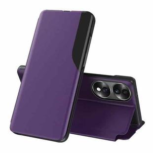 For Honor 70 Attraction Flip Holder Leather Phone Case(Purple)