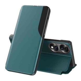 For Honor 70 Attraction Flip Holder Leather Phone Case(Green)