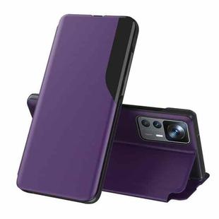 For Xiaomi 12T / 12T Pro / Redmi K50 Ultra Attraction Flip Holder Leather Phone Case(Purple)