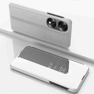 For Honor 70 Plated Mirror Horizontal Flip Leather Phone Case with Holder(Silver)