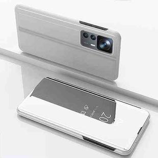 For Xiaomi 12T / 12T Pro / Redmi K50 Ultra Plated Mirror Horizontal Flip Leather Phone Case with Holder(Silver)