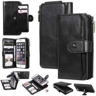 For iPhone 6 / 7 / 8 Multifunctional Retro Detachable Magnetic Horizontal Flip Leather Case with Card Slots & Holder & Wallet & Photo Frame(Black)
