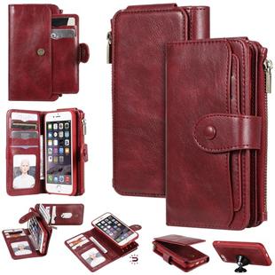 For iPhone 6 / 7 / 8 Multifunctional Retro Detachable Magnetic Horizontal Flip Leather Case with Card Slots & Holder & Wallet & Photo Frame(Red)