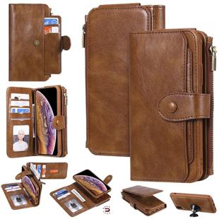 For iPhone XR Multifunctional Retro Detachable Magnetic Horizontal Flip Leather Case with Card Slots & Holder & Wallet & Photo Frame(Brown)