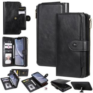 For iPhone XS Max Multifunctional Retro Detachable Magnetic Horizontal Flip Leather Case with Card Slots & Holder & Wallet & Photo Frame(Black)