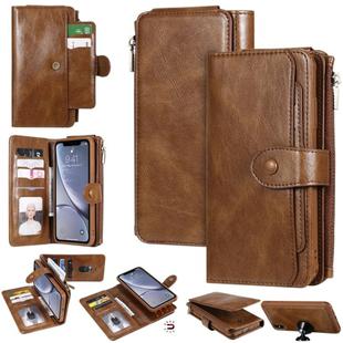 For iPhone XS Max Multifunctional Retro Detachable Magnetic Horizontal Flip Leather Case with Card Slots & Holder & Wallet & Photo Frame(Brown)