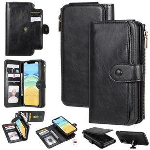 For iPhone 11 Multifunctional Retro Detachable Magnetic Horizontal Flip Leather Case with Card Slots & Holder & Wallet & Photo Frame(Black)
