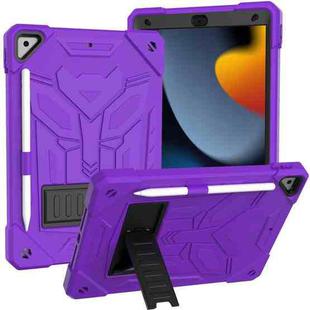 For iPad 10.2 2019/2020/2021 Bumblebee Silicone+PC Shockproof Tablet Case with Holder(Purple)