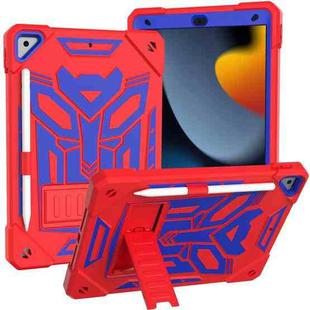 For iPad 10.2 2019/2020/2021 Bumblebee Silicone+PC Shockproof Tablet Case with Holder(Red Blue)