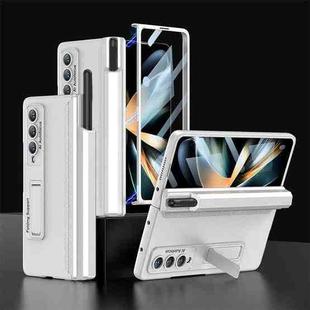 For Samsung Galaxy Z Fold4 GKK Integrated Magnetic Full Coverage Phone Case with Pen Drawer(Silver)