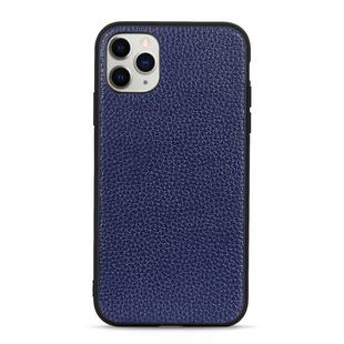 For iPhone 11 Litchi Texture Genuine Leather Folding Protective Case(Blue)