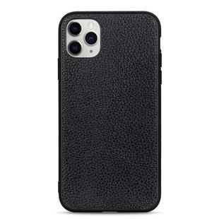 For iPhone 11 Pro Max Litchi Texture Genuine Leather Folding Protective Case(Black)