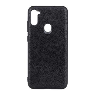 For Galaxy A11 Litchi Texture Genuine Leather Folding Protective Case(Black)