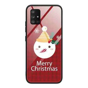 For Samsung Galaxy A71 4G Christmas Glass Phone Case(Snowman)