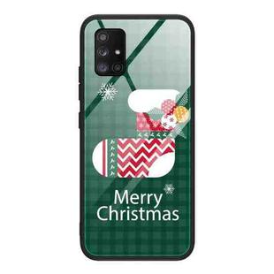 For Samsung Galaxy A51 4G Christmas Glass Phone Case(Christmas Socks)