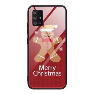 For Samsung Galaxy A51 4G Christmas Glass Phone Case(Brown Toy Bear)