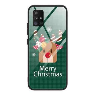 For Samsung Galaxy A31 Christmas Glass Phone Case(Deer Head)
