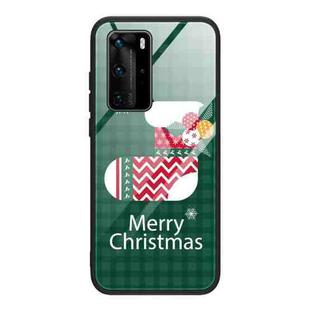 For Huawei P40 Christmas Glass Phone Case(Christmas Socks)