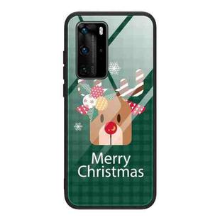 For Huawei P40 Pro / P40 Pro+ Christmas Glass Phone Case(Deer Head)