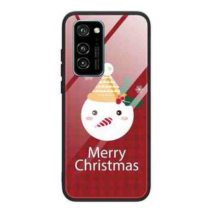 For Honor V30 Pro Christmas Glass Phone Case(Snowman)