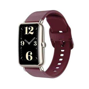 For Huawei B3 Color Buckle Silicone Watch Band(Wine Red)