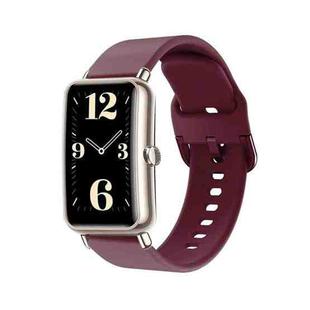 For Huawei Band 6 Color Buckle Silicone Watch Band(Wine Red)