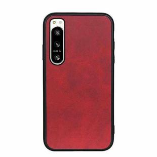 For Sony Xperia 5 IV Two-color Cowhide Texture PU Shockproof Phone Case(Red)