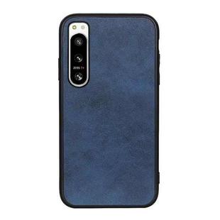 For Sony Xperia 5 IV Two-color Cowhide Texture PU Shockproof Phone Case(Blue)