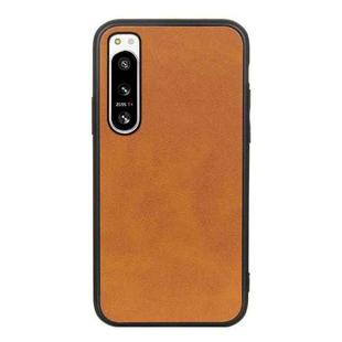 For Sony Xperia 5 IV Two-color Cowhide Texture PU Shockproof Phone Case(Brown)
