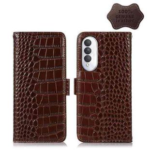 For Honor X20 SE Crocodile Top Layer Cowhide Leather Phone Case(Brown)